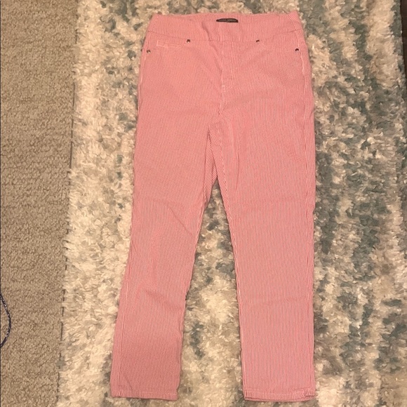 Mario Serrani Pants - High Waisted Mario Serrani Pink and White Striped Capri Pants